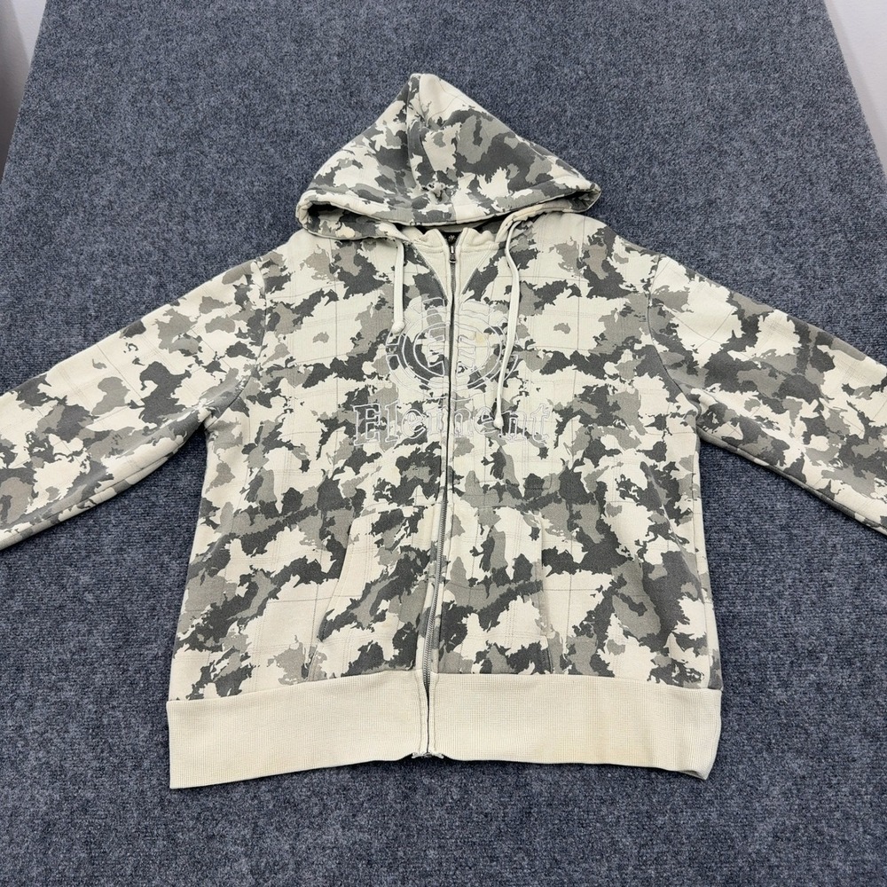 Element Full Zip Hoodie Mens XL Camo Cotton Embroidered Skateboarding Streetwear